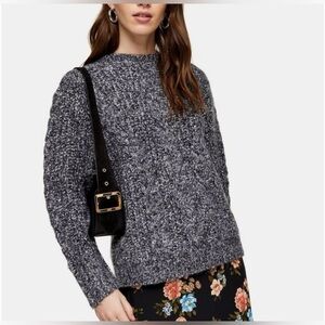 Topshop Vertical Cable Knit Sweater (Size: L)